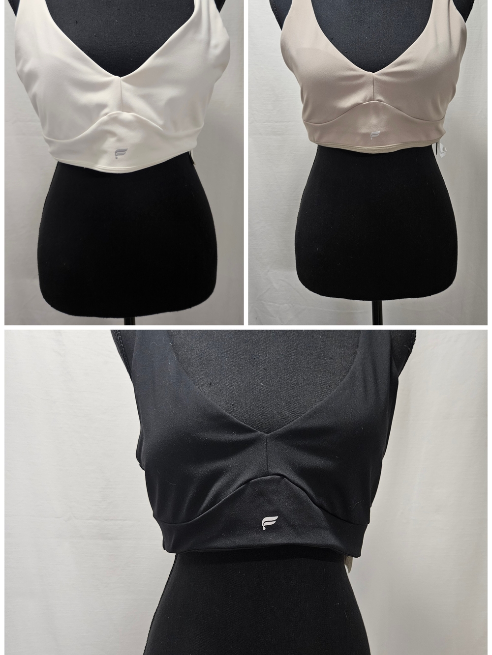 Fabletics Sports Bra Bundle Size L White Tan Grey Black 3 Pack